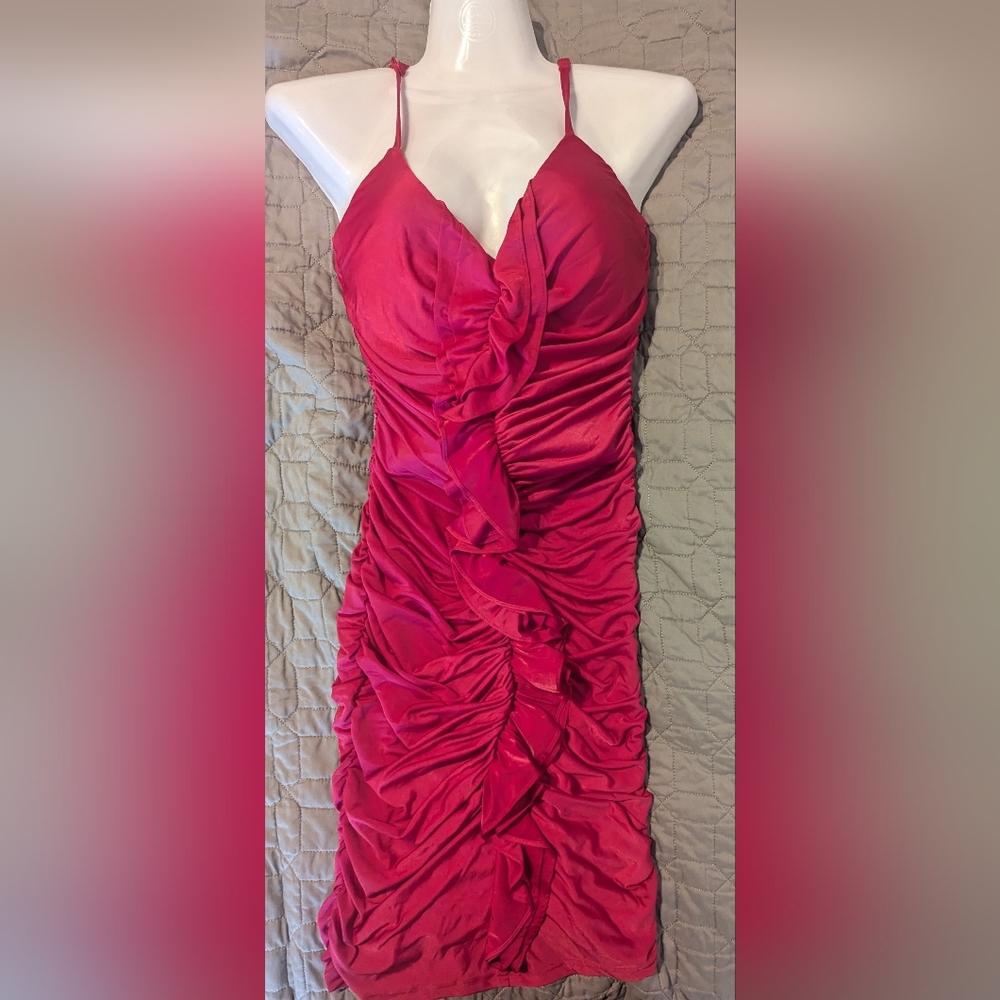 Hot pink rushed  dress